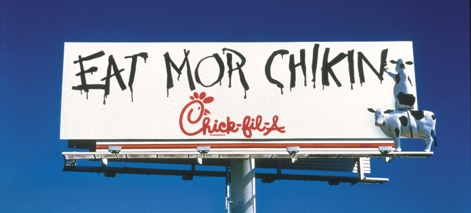 1995 – The cows commandeer their first billboard